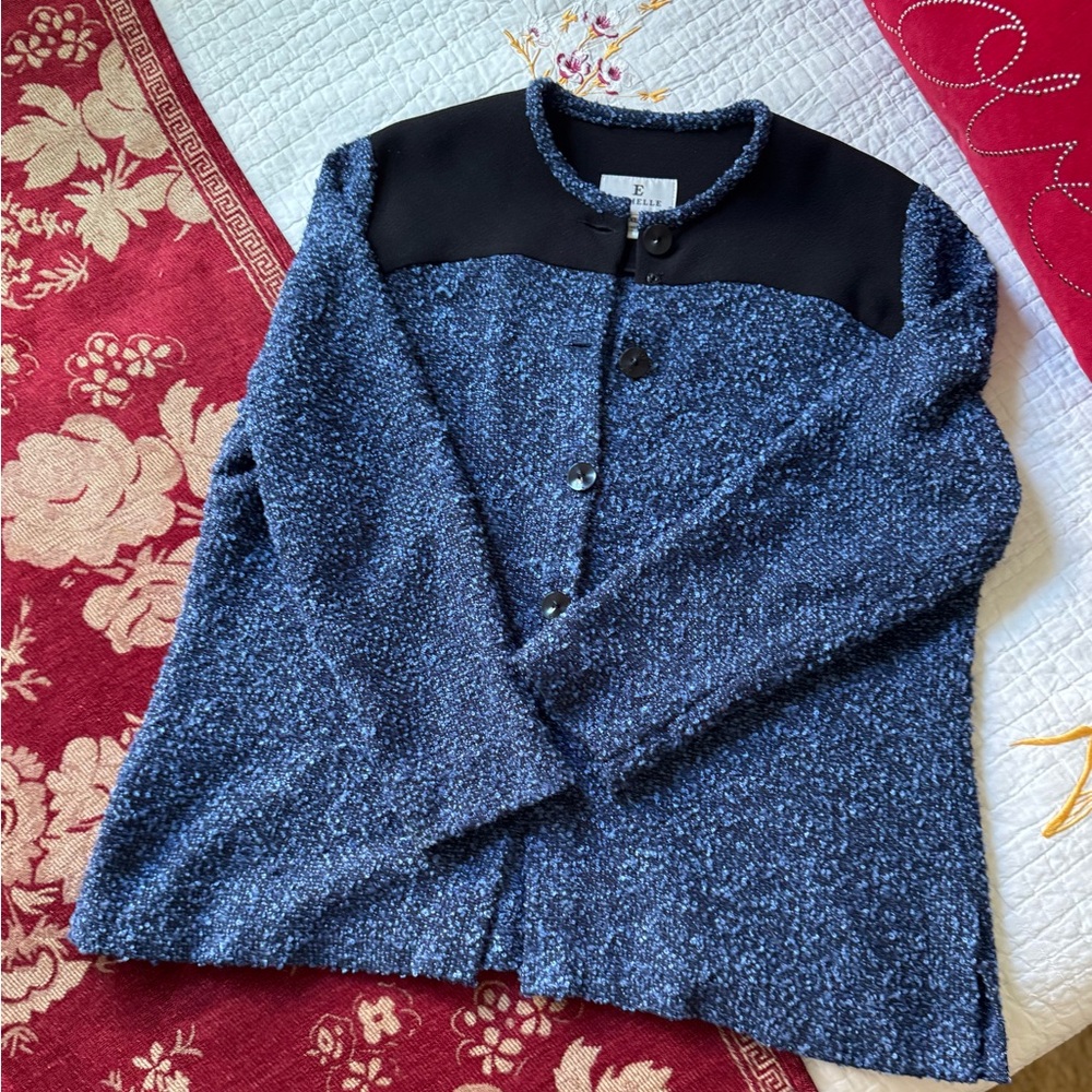 Blue and Black Button-Up Jacket